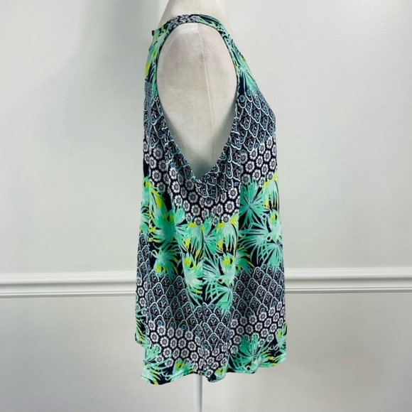 OLD NAVY Navy Blue & Green Tropical Palm Floral Sleeveless Tank Top - XXL - Picture 5 of 7